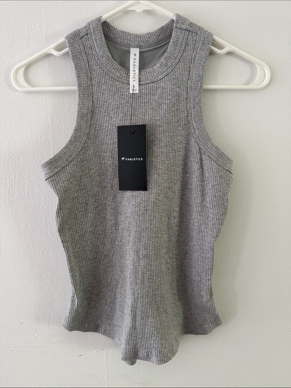 NWT Fabletics Gray High Neck Ribbed Built in Tank Sz S